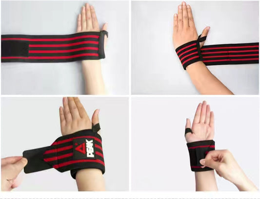 Wrist support straps with anti-slip bands for training.