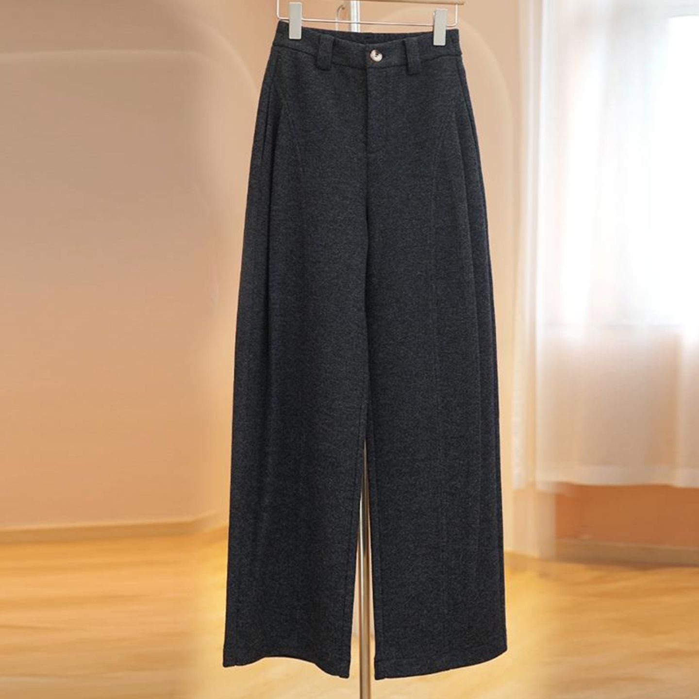 High waisted Snowflake Australian Wool Wide-Leg Knife Pants