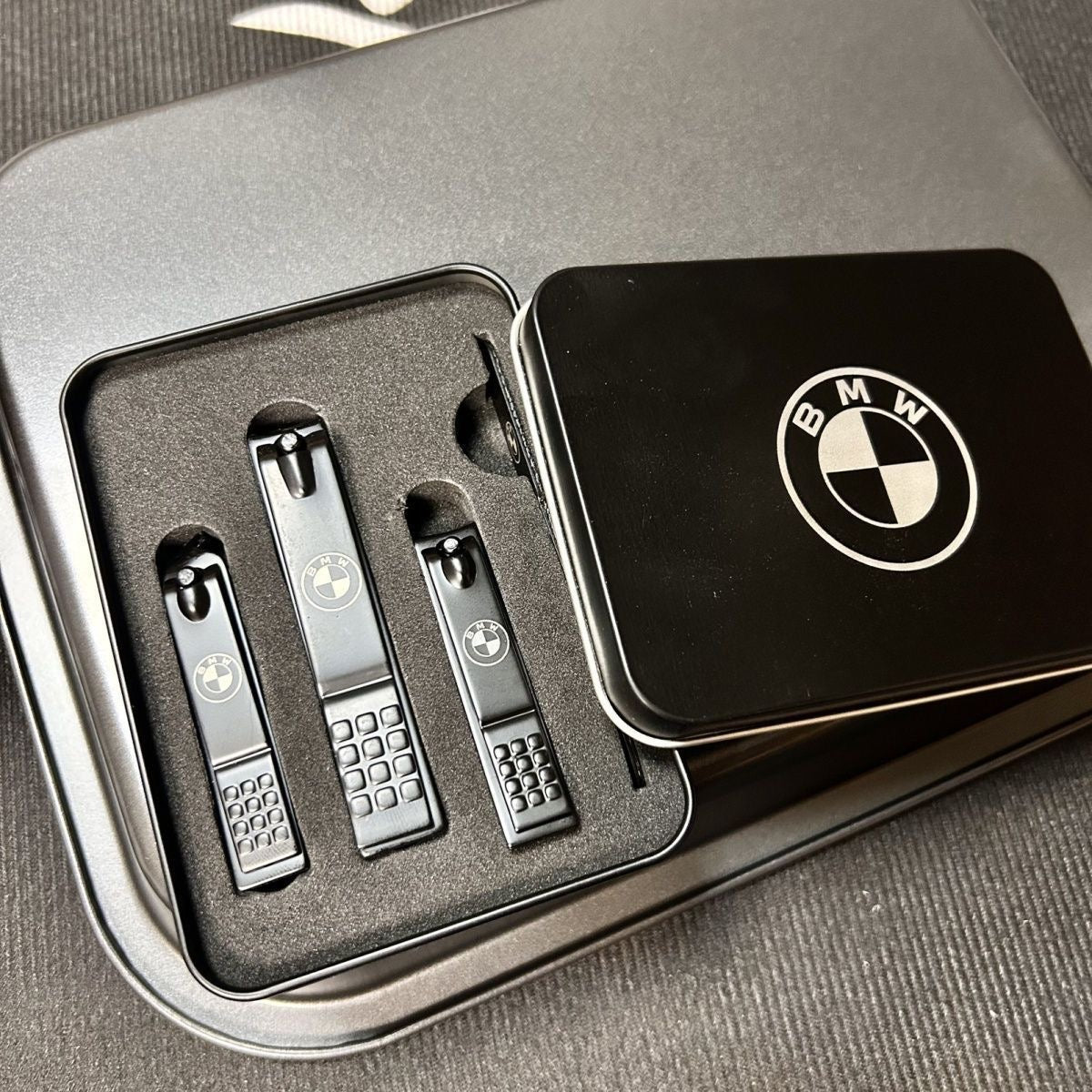 🇩🇪 BMW, Mercedes-Benz, Audi Black Matte Nail Set with Nail Clippers (4-piece set)