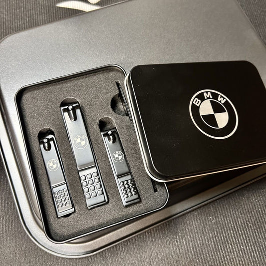 🇩🇪 BMW, Mercedes-Benz, Audi Black Matte Nail Set with Nail Clippers (4-piece set)