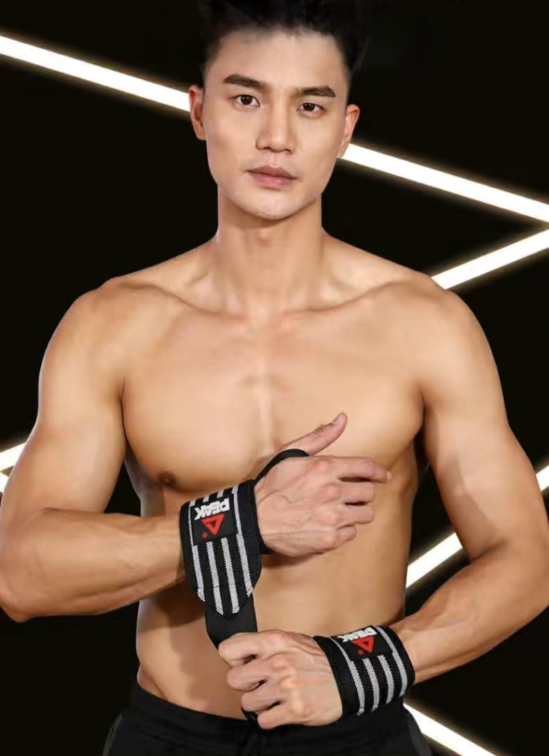 Wrist support straps with anti-slip bands for training.