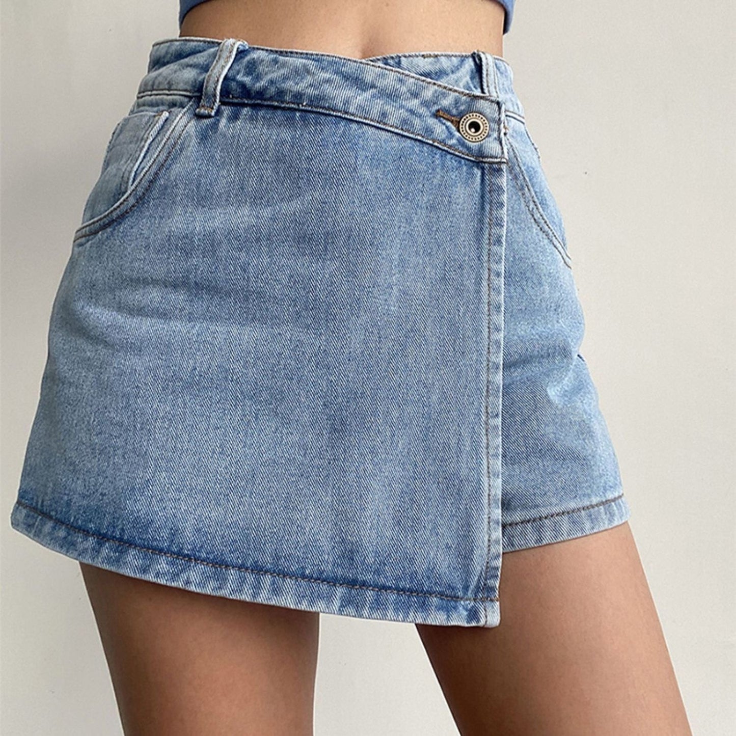 Anti-Exposure Denim Mini Skirt