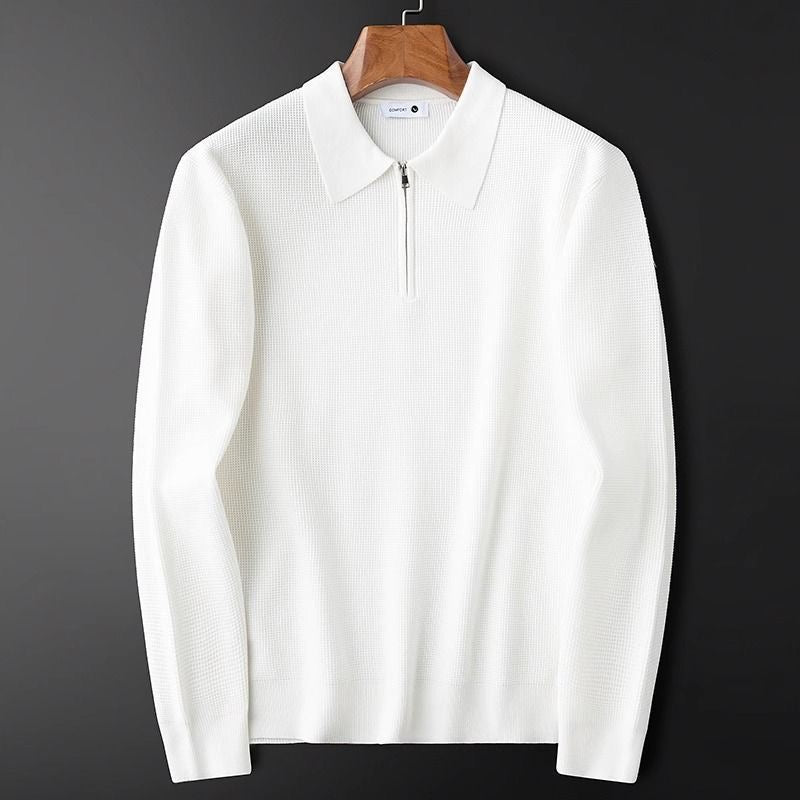 Waffle Knit, Extra Thick, Half-Zip Polo Shirt