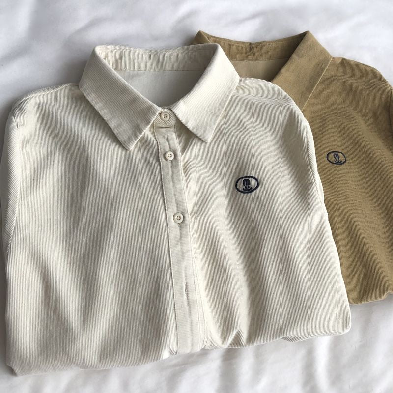 corduroy long-sleeved shirt