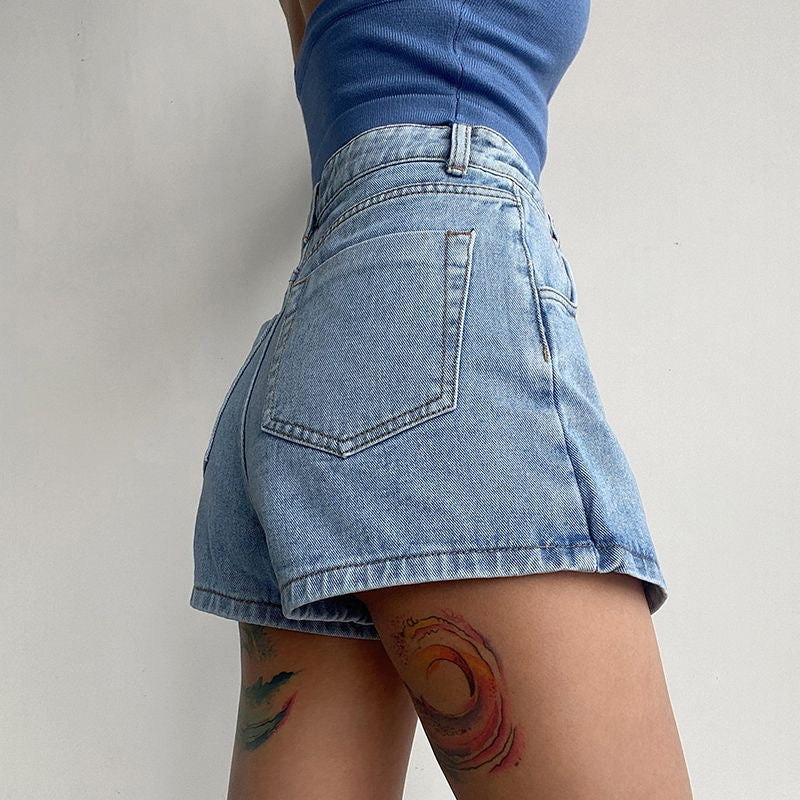 Anti-Exposure Denim Mini Skirt