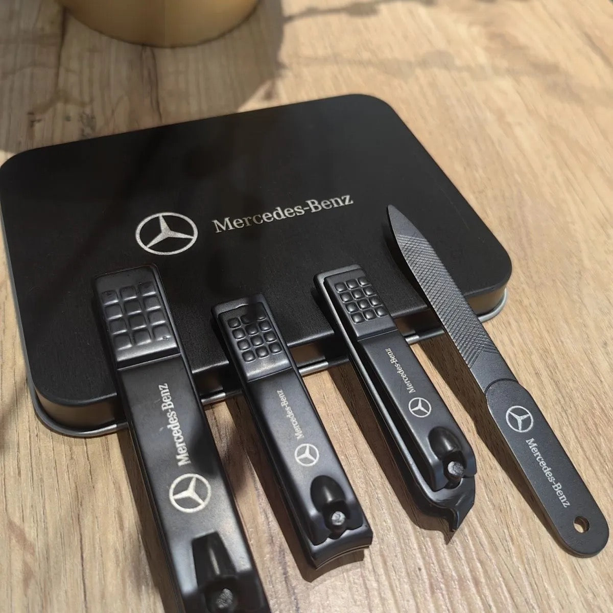 🇩🇪 BMW, Mercedes-Benz, Audi Black Matte Nail Set with Nail Clippers (4-piece set)