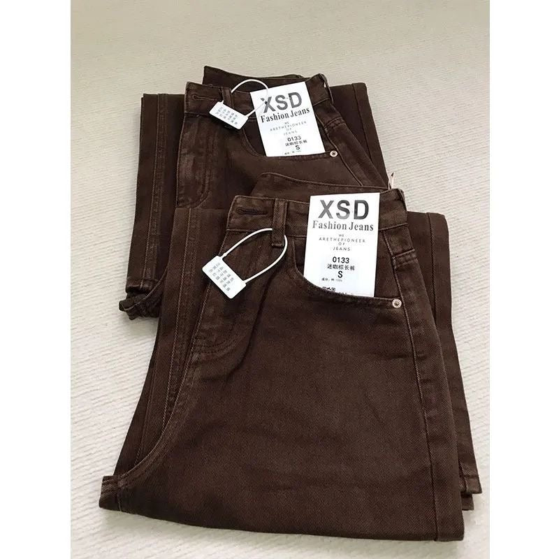 High-waisted straight-leg slim-fit floor-length pants