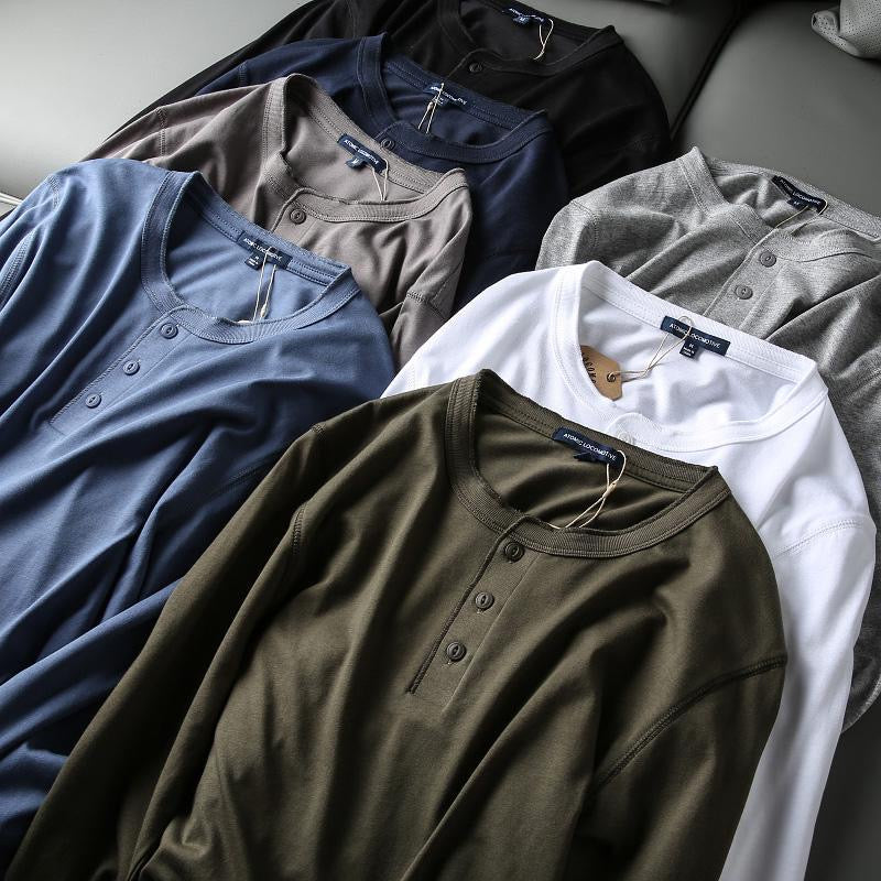 Henley Collar Short-Sleeved & Long sleeved T-Shirt