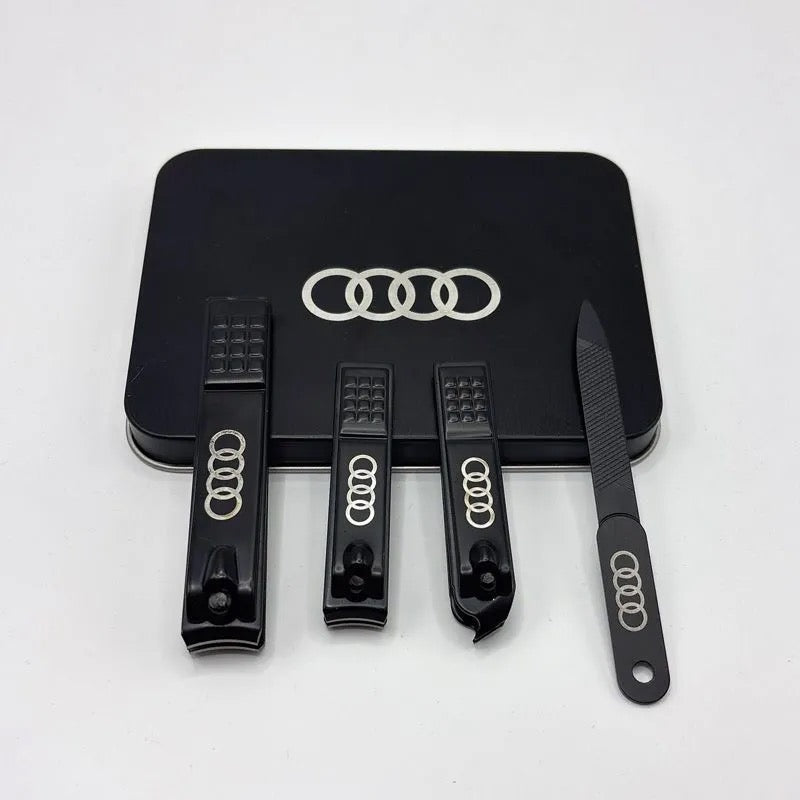 🇩🇪 BMW, Mercedes-Benz, Audi Black Matte Nail Set with Nail Clippers (4-piece set)