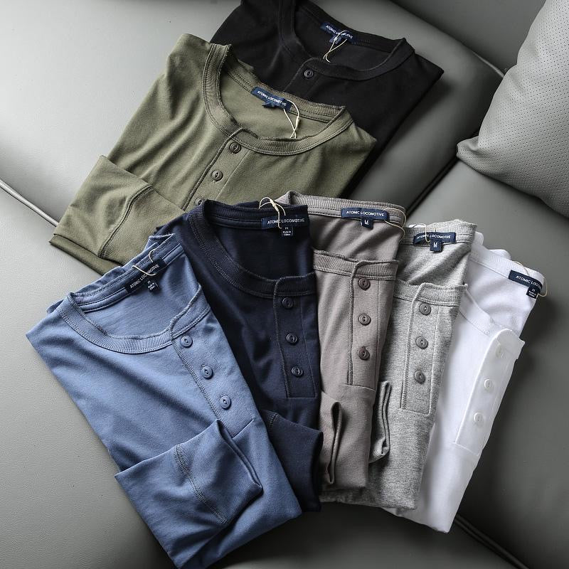 Henley Collar Short-Sleeved & Long sleeved T-Shirt