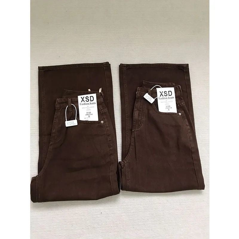 High-waisted straight-leg slim-fit floor-length pants